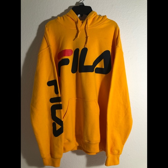 Fila Yellow hoodie unisex sweatshirt Sz medium - Picture 2 of 7